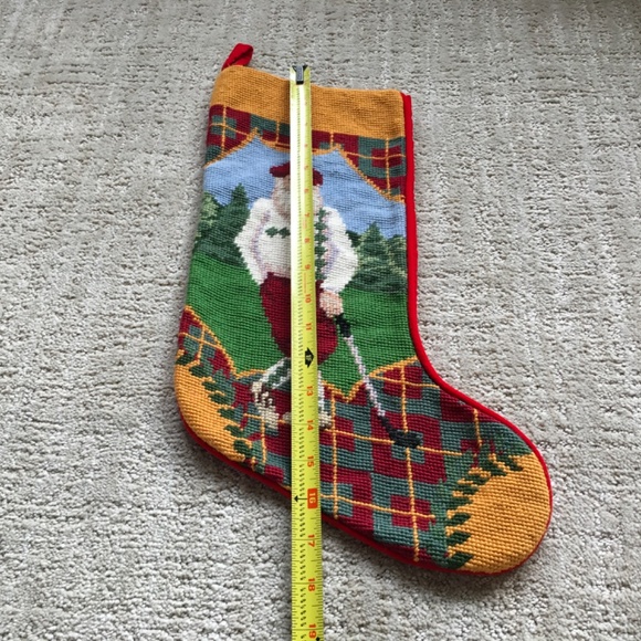 Vintage Needlepoint Christmas Stocking-Golfer - Picture 5 of 9
